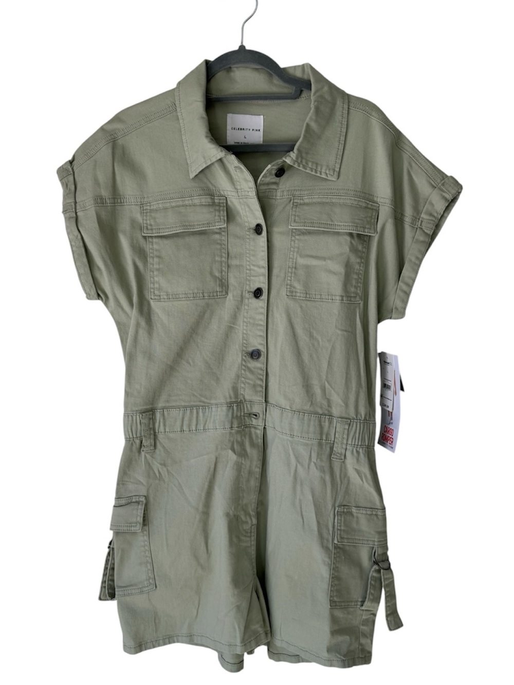 Celebrity Pink Green Cargo Romper (L)